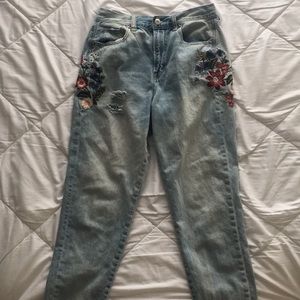 Embroidered Mom Jeans